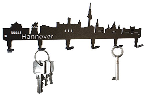 Schlüsselbrett / Hakenleiste * Skyline Hannover * - Schlüsselboard Niedersachsen, Schlüsselleiste, Metall - 6 Haken