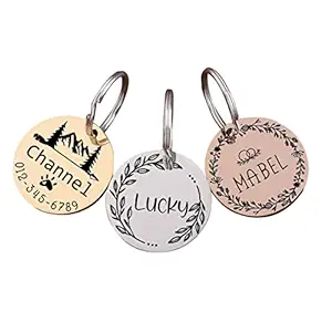 LUIGI Pet ID Personalized Stainless Steel Silver Laser Engraved Tag for Pets Dogs, Cats ID Customized Dog Tag (Large, Rose Gold)