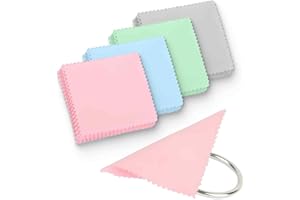 AFCJLTO Lot de 32 chiffons de nettoyage réutilisables pour bijoux en or argent Accessoires antioxydants de protection de perles et de bijoux,Polaire double face de qualité supérieure (8x8cm)