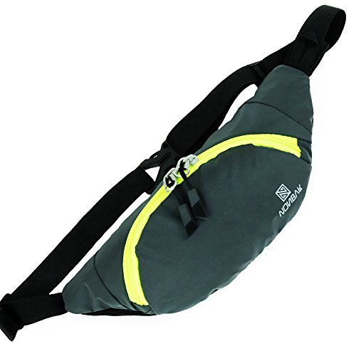 Nonbak riñonera bolso cinturón deportivo para senderismo deportes aire libre viaje ciclismo running 4 colores (DARK GREY)