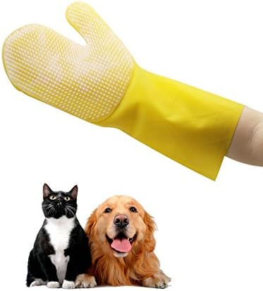 JZDCSCDNS Pet Gloves Bath Brush Deshedding Brush Bathe Massage Bathing Ergonomics Anti-Bite Clean Emulsion Yellow A Glove