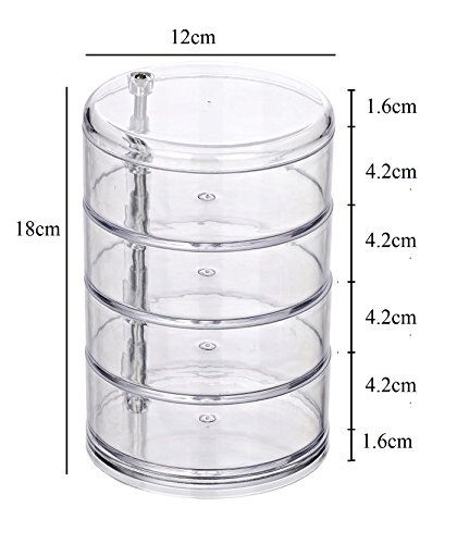 Schönes Leben* Acryl Kosmetik Organizer Kosmetik Aufbewahrungsbox Cosmetic Storage Box Transparent 4 drehbare Fächern für Haargummi, Nagellack, Schmuck Aufbewahrung - 3