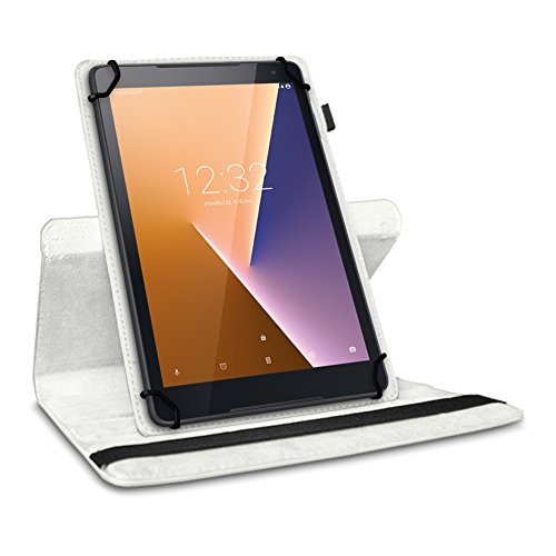 Vodafone Tab Prime 6 / 7 robuste Tablet-Schutz-Hülle aus hochwertigem Kunstleder Tasche mit Standfunktion 360° drehbar Universal-Cover-Case kombiniert Schutz und Design von UC-Express®, Farben:Weiß - 3