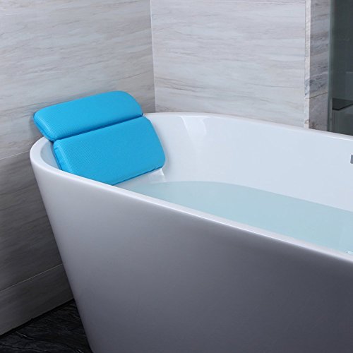 Angelbubbles Bad Kissen Badewannenkissen Starke Zurück Saugnäpfe Rutschfest Memory-Foam für Schulterhalsstütze (Blau) - 7