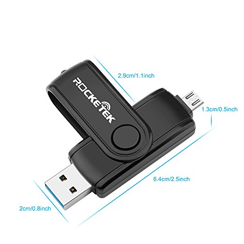 OTG Kartenleser Adapter, Rocketek USB 3.0 Speicherkartenleser mit 2 Steckplätzen SD / TF Kartenleser – Stützleser 2 verschiedene Speicherkarten gleichzeitig - 2