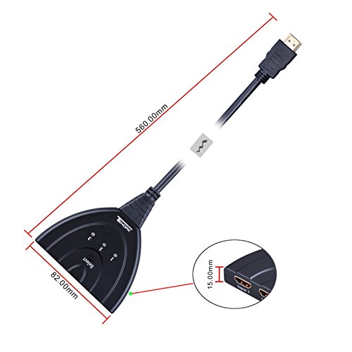 Tendak HDMI Switch 3 x 1 Kabel 3 In 1 3 Out Anschluss Eingang unterstützt Full HD 1080P 3D für Apple TV Xbox PS4 Blu-Ray Player HDTV - 8