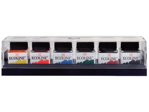 ECOLINE - CONCENTRATED LIQUID WATERCOLOUR INK - SET 6X30ml by Talens Ecoline