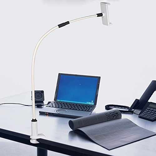 MyArmor verstellbarer Schwanenhalshalter für iPad / Tablets, flexibel mit mit Klemme, 360 Grad drehbar, passend fürs Bett, Tisch, für Apple iPhone 6 / iPad Mini 3 / iPad Air 2 / Galaxy Tab 4 10.1 / Galaxy Tab A 9.7/8.0 und für andere Geräte mit Bildschirmen der Größe 10,2-25,7 cm (Schwarz & Weiß) - 8