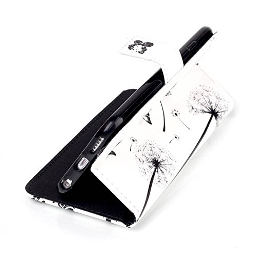 CaseHome iPhone 6/6S 4.7 Inch Hülle,Schutzhülle Tasche Leder Mit Kartenfach Magnetverschluss Standfunktion Slim-Schutzhülle Folio Schalen Fall Mit Karten-/Geldscheinfach Für Apple iPhone 6/6S-Löwenzahn , Liebe, Schmetterling - 4