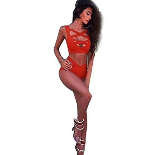Preisvergleich Produktbild Bikini Loveso 2017 Damen Frauen Verband Polyester Bikini Badeanzug Badeanzug ((Größe):34 (S), Rot)