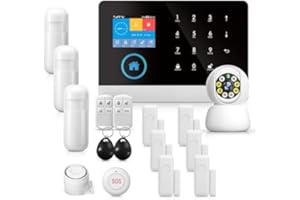 PGST GSM & WIFI Wireless Home Security Systems 2.4-inch LCD Screen, 100+ Sensors, 120dB Siren Smart APP & Alexa Control Scheduled Arm/Disarm & 9-Language Support