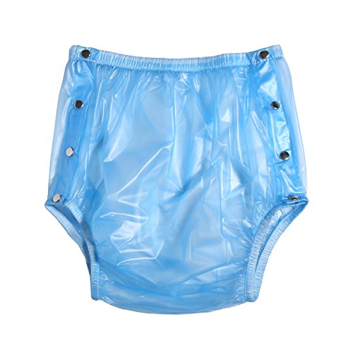 Haian Adult Incontinence Snap-on Plastic Pants (XLarge, Transparent Blue)