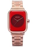 EASTPOLE Damen Quarz Armbanduhr Rot Rechteck Zifferblatt Rosegold Edelstahl Band Damenuhr WK1213