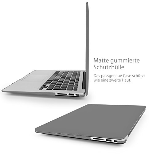 MyGadget *Gummierte* Hülle für – Apple MacBook Air 13 Zoll – Mac ab Mitte 2011 (A1466/A1369)- Gummi Cover Hardcase Tasche Schutzhülle in Grau - 4