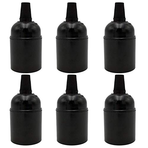 Preisvergleich Produktbild E27 schwarz leichte Retro Lampenfassung,ersetzen Lampensockel, Bakelit schwarz Harte Schale Lampenhalter Ideal für Retro-Beleuchtung - 6 Stück