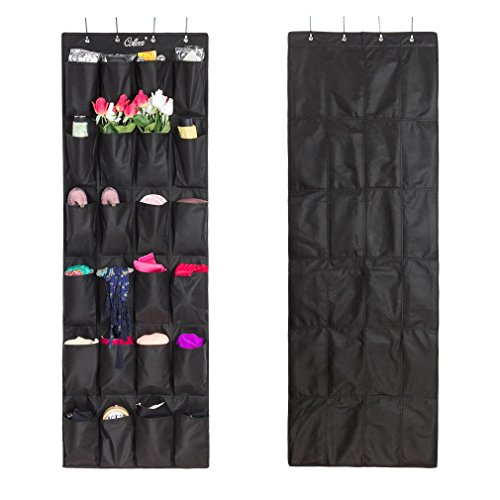 Colleer® praktische Ordnungssysteme an der Tür mit 24 Taschen/Türregal, Hängeorganizer, Hängeaufbewahrung, Schuhschränke, Multifunktionale Aufbewahrungstasche (Schwarz) - 2