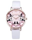 JSDDE Uhren,Modische Schmetterling Blumen Armbanduhr Basel-Stil Damen Uhr PU Led
