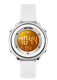 Skmei SK1100B Kinder-Armbanduhr mit buntem LED-Licht, wasserdicht, digital, Weiß