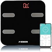 SEBSON Körperfettwaage mit App, digital, Bluetooth, Körperfettanalyse - Körperfett, Wasser, Muskelanteil, BMI, usw - Personenwaage bis 180kg