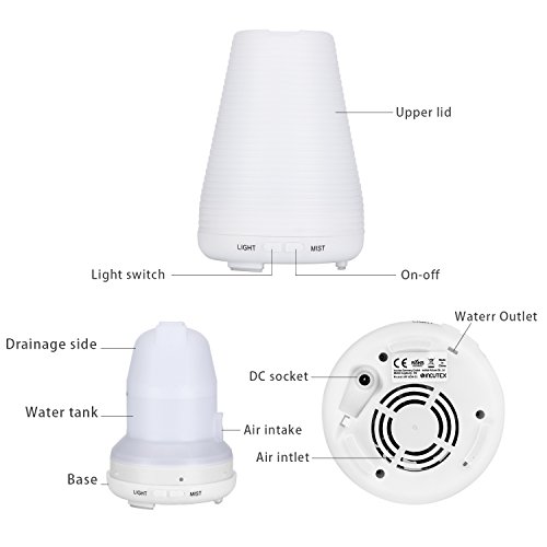 Incutex Ultraschall Luftbefeuchter Raumbefeuchter Aroma diffuser mit LED Licht und Nebel - 4