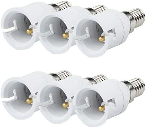 YOUHONG 6Pack E14 To B22 LED Light Bulb Adapter Light Lamp Convertor Holder Socket Lamp Bases White
