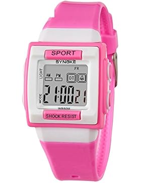 Jungen und mädchen Lde elektronische uhr,Sportuhr Chronograph stoppuhr 30m wasserdicht Leuchtend Quadratische...