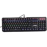 Elepawl Mechanische Tastatur, Regenbogen LED Hintergrundbeleuchtung Beleuchtet USB Wired Gaming Keyboard 50 Millionen Mal schalten Leben Aluminium Base ABS Keycap 7 Farben 105 Tasten Schwarz