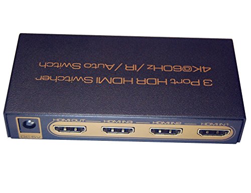 huierav 4 K @ 60Hz HDMI 2.0 HDMI Switcher 3 x 1| UHD 3 Ports HDMI Switch 3 x 1 (3 Eingänge und 1 Ausgang) | HDCP 2.2 - 4