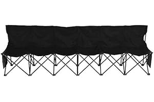 TIRRITO Super Heavy Duty Portable Folding Subs Bench - 6 Seater Sport Chair for Picnic, Camping, Team Sports - Black With Carry Bag
