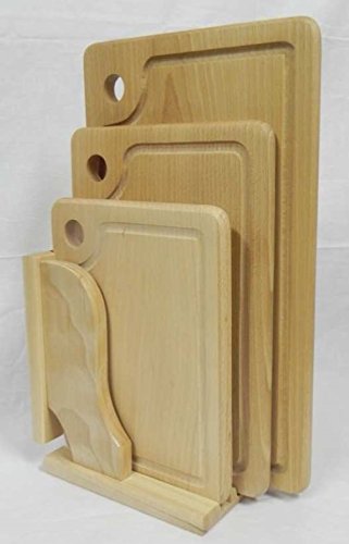 3 Schneidebretter mit Saftrille, mit Ständer, geölt, in 3 Größen - 2