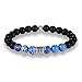 Produktbild KESHJAX Stein Armband,Gemini 12 Sternzeichen 8 Mm Matt Stone Blau Perlen Armbänder Vintage Konstellation Horoskop Elastische Armbänder Schmuck Für Mens Frauen