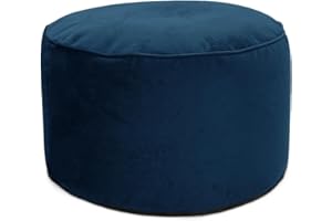 rucomfy Beanbags Luxury Round Velvet Pouffe Bean Bag. Large Footstool Ottoman. Home Furniture Decor or Bed Room Foot Rest. Lightweight & Durable W55cm x H38cm (Peacock Blue)