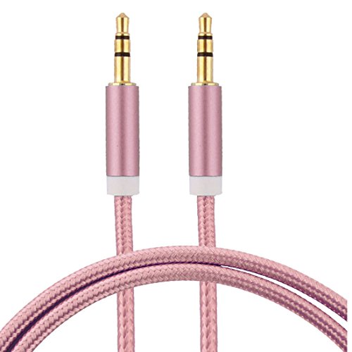 sourcingmap® 2Stk Auto Nylon 3,5mm Außen zu Außen Audio Kabel Silber Rosa Golden 3,3ft - 2