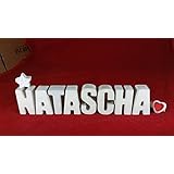 Beton, Steinguss Buchstaben 3 D Deko Schriftzug Namen NATASCHA als Geschenk verpackt! Ein ausgefallenes Geschenk zur Geburt, Taufe, Geburtstag oder auch zu anderen Anlässen.