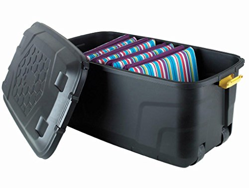 The Buffalo Box - Extra Long Wheeled 135 Litre Plastic Mobile Storage Trunk, Toy Box, Garden, Tool Box