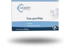 Laboratoires Gilbert, Eau purifiée stérile, 32 unidoses de 50 mL, pour lavage des plaies ou rinçage de la cavité buccale