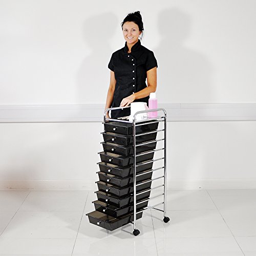10 Drawer Storage Trolley - Black