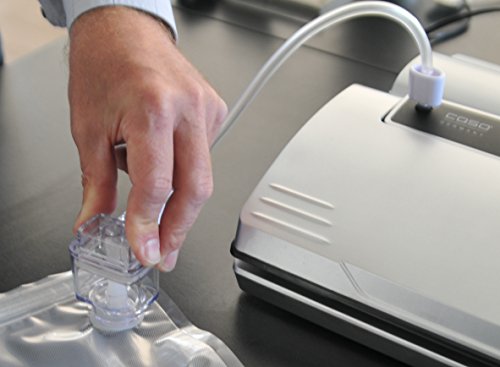 Caso 1325 ZIP-Adapter Set für alle Balken-Vakuumierer zum vakuumieren mit wiederverwendbaren ZIP-Beuteln, enthält ZIP-Adapter plus Vakuum Schlauch mit 20 ZIP-Beutel, 10x 20 x 23 cm und 10x 26 x 35 cm - 2