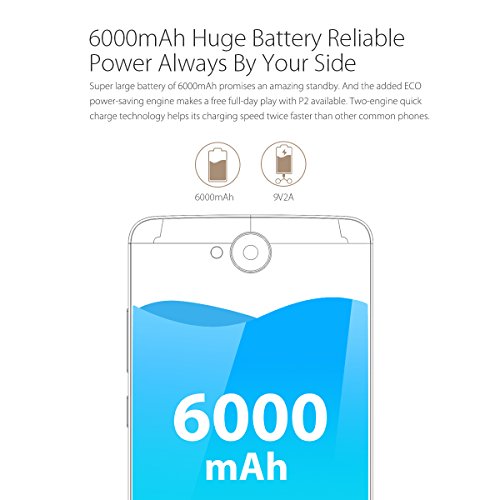 Blackview P2 - 6000mAh Smartphone Ohne Vertrag 5.5 Zoll FHD Touch-Display, MTK6750T Octa Core Prozessor, 4GB RAM/64GB ROM, Android 6.0 4G Dual SIM Dual Standby