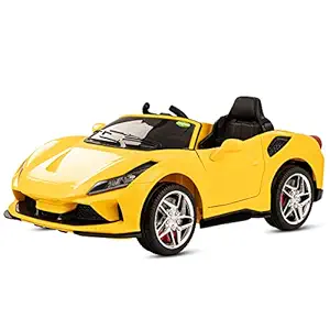 Baybee Feredo Battery Operated Ride On Car for Kids Car with Dual Motor & 12V Battery, Kids Cars to Drive/Electric Car for Kids, Racing Baby Car for Boys & Girls Toys Age 2 to 5 Years (Yellow)