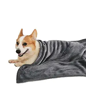 Fluffy's Luxurious Premium Dog/Cat Blanket, Soft and Warm Pet Throw for Dogs & Cats (Black) (M 35X45)