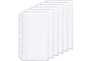 ZELTEN 6 Paquetes de Carpetas de Plástico A7 con 6 Agujeros, Impermeables y con 6 Agujeros para Recibos y tickets (Bolsillo, A7)