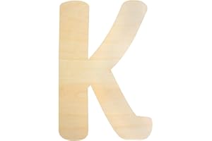 LONGAN CRAFT Large Wooden Letters 12 Inch, Unfinished 30cm Wooden Letter K for Crafts Children's Names Capital Alphabet 5mm Thick Wood Letters for Nursery Decor Wall Art Hanging Home Painting