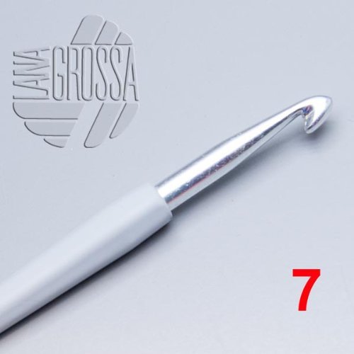 LANA GROSSA Häkelnadel Design mit Soft-Griff, Stärke 7.0 - Grau