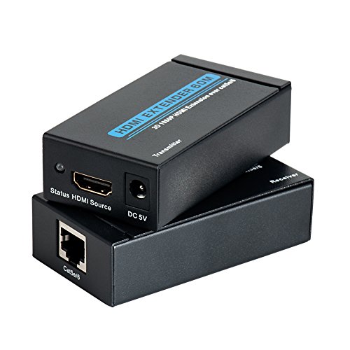 HDMI Extender, Mactis 197ft HDMI Signal Extenders über CAT5e/6 UTP/STP Ethernet Kabel Unterstützung 3D 1080P (60m/197ft, Transmitter + Receiver) - 4