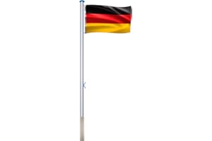 YRHome Mástil de aluminio estable de 6,5 m, incluye bandera de Alemania de 150 x 80 cm, base de 50 cm