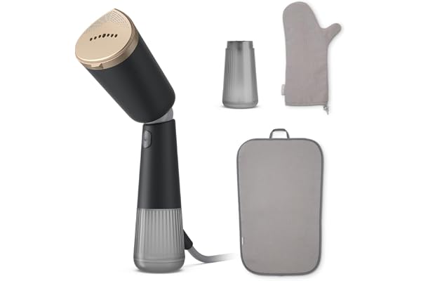 Philips Défroisseur à Main 5000 Séries - Steamer 1300W, Vapeur 24g/min, Réservoirs 120ml & 200ml, prêt en 35sec, réglages Eco & Max, Pochette & gant, Léger 720g, gris anthracite (STH5030/80)