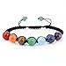 Produktbild Dame Armbänder, Morbuy Seil Stein Achat Armband Armreif Perlen Armband für Männer Frauen Lava Rock 7 Chakra Perlen Armband Geflochtenen Seil Naturstein Yoga Armband Armreif (C Stil 8mm)