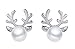 Produktbild Qinlee Damen Ohrringe Kreative elchgeweihe Form Ohrstecker Natürliche Süßwasser Perle Weihnachts Geschenk (Silber)