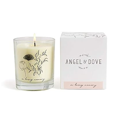 ANGEL & DOVE Bougie funéraire « in Loving Memory » 100% Cire de soja Naturelle, Parfum réconfortant Vanille